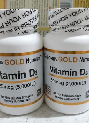 California gold nutrition, витамин d3, 125 мг (5000 м), 90 капсул из рыбьего желатина