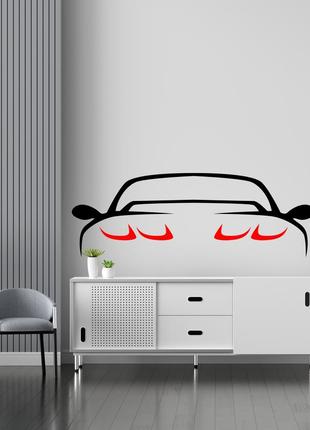 Виниловая интерьерная наклейка декор на стену и обои "контур автомобиля"