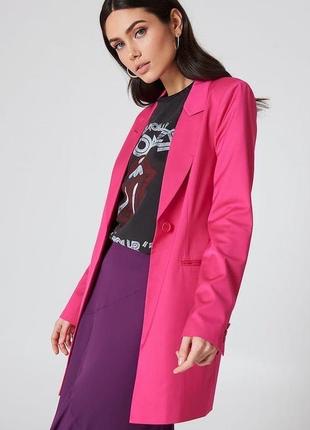 Удлиненный розовый блейзер пиджака6 фото