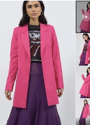 Удлиненный розовый блейзер пиджака7 фото