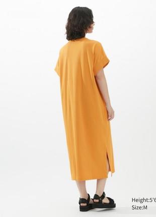 Оранжевое платье с поясом из серии airism uniqlo u4 фото