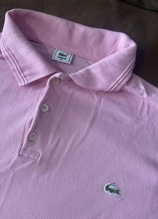 Розовая футболка поло от бренда lacoste2 фото