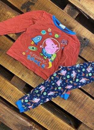 Детская хлопковая пижама с принтом george (джордж 2-3 года 92-98 см идеал оригинал разноцветная)1 фото