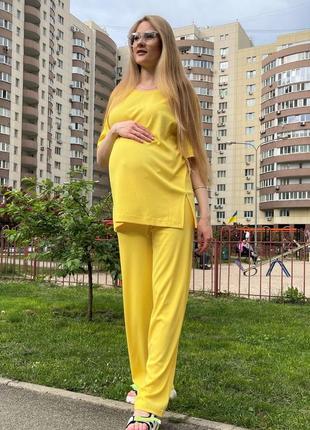 👑vip👑 костюм для беременных и кормящих мам, хлопковый костюм в рубчик5 фото