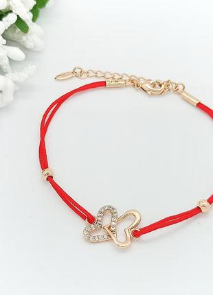 Браслет медсплав красная нить сердечко закутка