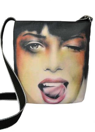 Яскрава текстильна сумочка з принтом. сумка кросбоді жіноча модна1 фото