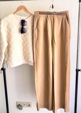 Женские брюки палаццо со встречными складками и высокой посадкой #экокожа#reserved2 фото