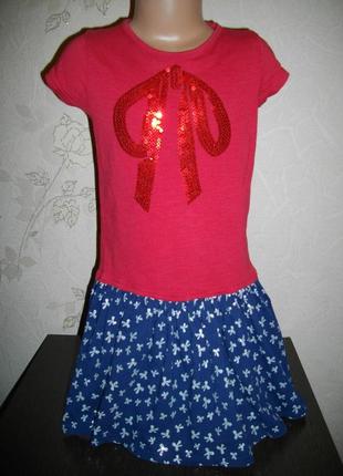 Платье * matalan* котон, рисунок в паеточках, 9 лет (134 cм)