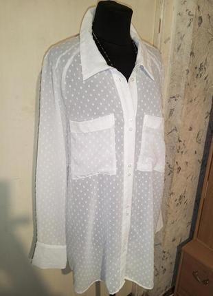 Чудова,біла,легка блузка з кишенями та подовженою спинкою,оверсайз,zara2 фото