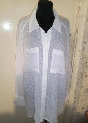 Чудова,біла,легка блузка з кишенями та подовженою спинкою,оверсайз,zara5 фото