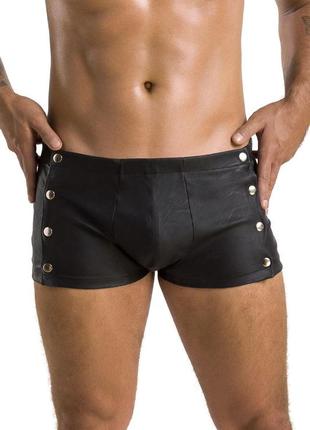 Чоловічі шкіряні боксери із заклепками passion short david xxl/xxxl, чорні