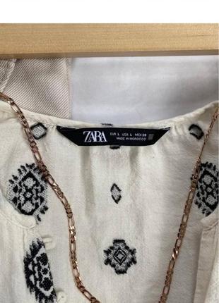 Рубашка из льна в стиле вышиванки zara новая коллекция размер л,3 фото