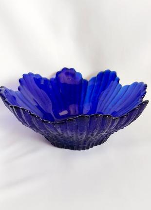 Салатница кобальт синее стекло винтажная тарелка2 фото