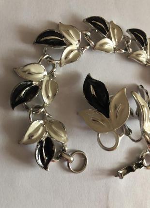 Винтаж coro набор браслет клипсы эмаль