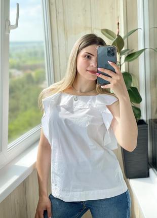 Біла котонова блуза з рюшами 1+1=31 фото