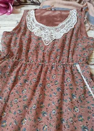 Винтажное платье с рюшами кружево в цветочки new look2 фото