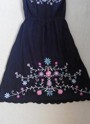 Літнє коттонове  чорне платтячко з вишивкою, s, індія