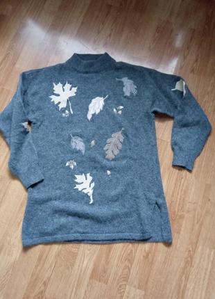 Теплая,винтажная, удлиненный свитер имлия2 фото
