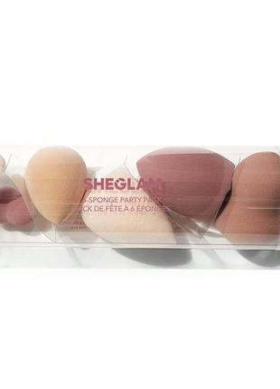 Набір із 6 спонжів для макіяжу sheglam 6-sponge party pack multicolor