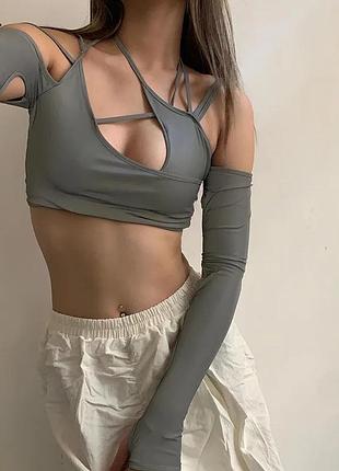 Трендовый топ y2k кроп топ dollskill топ с завязками