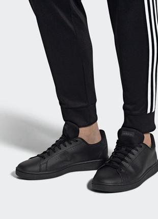 Акция/ кожаные кроссовки adidas черные новые casual с вентиляцией опт1 фото