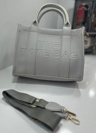 Сумка серая мини-дешевая серая Эко, сумка в стиле the tote bag marc марк какбс джейкобс, сумка женская эко кожа в стиле зе тоте бег