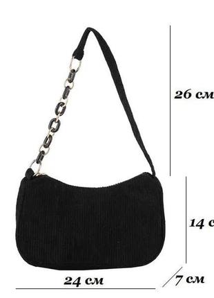 Жіноча сумка "сільвія" чорна. вельветова сумочка через плече чорного кольору5 фото