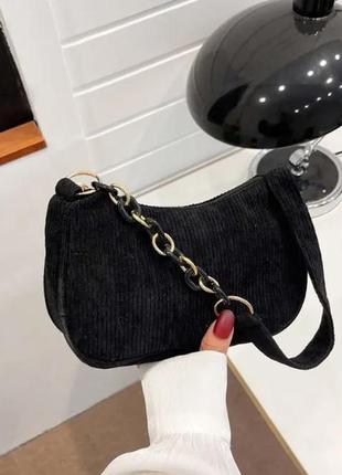 Женская сумка "сильвия" черная. вельветовая сумочка через плечо черного цвета1 фото