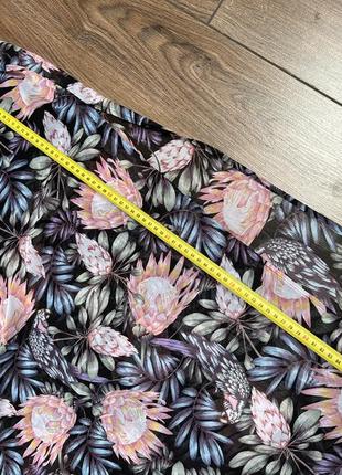 Длинная шифоновая юбка h&m юбка пляжная с разрезами стильная юбка с цветами и попугаями трендовая пляжная юбка5 фото