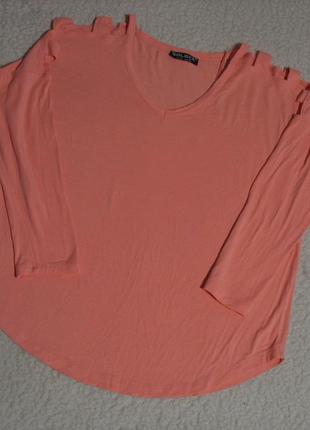 Вискозная кофточка персикового цвета с вырезами на рукавах select