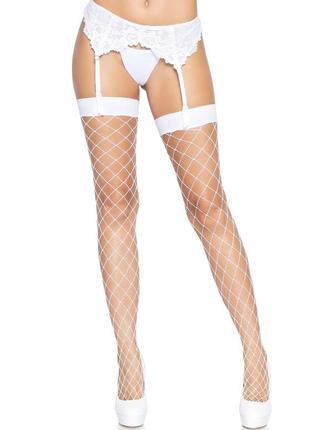 Leg avenue fence net thigh highs os white1 фото