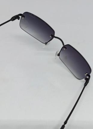 Очки в стиле cartier модные солнцезащитные унисекс темно серый градиент с логотипом бренда на линзах5 фото