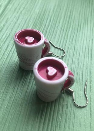 Новые сережки розовые чашечки2 фото
