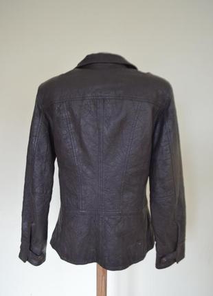 Шикарная качественная  брендовая курточка из натуральной кожи темно-коричневая4 фото