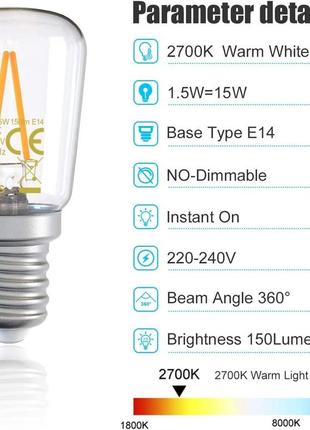 Dge 6pack e14 светодиодная лампочка для холодильника 1,5 вт = 15 вт 150 лм e14 samll edison screw (ses) светод3 фото