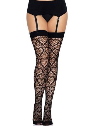 Leg avenue heart net thigh highs os black4 фото