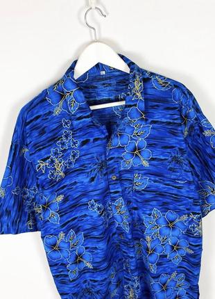 Винтажная гавайка с цветами яркая летняя рубашка2 фото