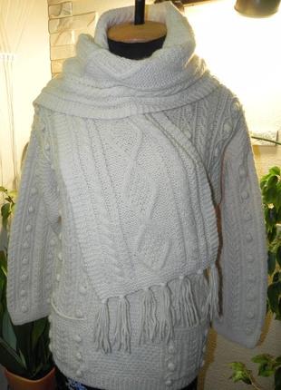 Вязаный шарф, сделанный своими руками, теплый и оригинальный2 фото