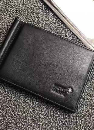 Подарочный набор montblanc мужской кошелек - зажим черный портмоне5 фото