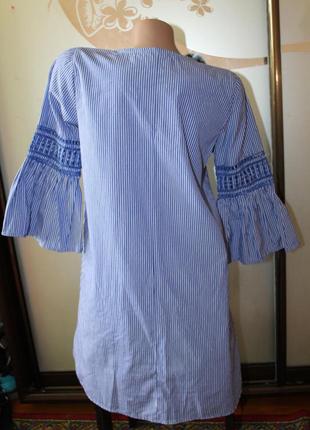 Primark красивое платье-туника на завязке с ришелье вышивкой2 фото