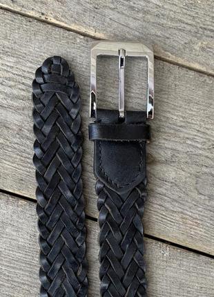 Ремень кожаный плетеный мужской 114 см пояс ремень мужественный кожаный черный3 фото