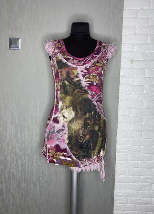 Дизайнерская трикотажная удлиненная блуза туника в стиле петчворк diamond forever, m