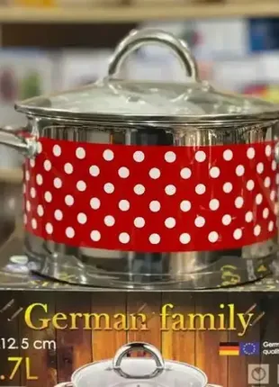 Набор кастрюль для кухни german family (6 предметов) красный горох2 фото