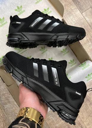 Чоловічі чорно-білі кросівки в сітку adidas marathon tr 26 🆕 кросівки адідас