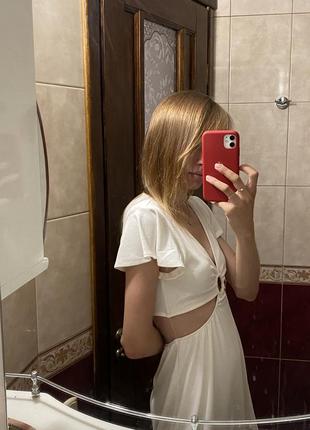 Біла сукня з вирізами, молочне плаття, сарафан hm 7