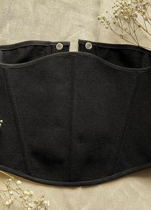 Черный подгрудный корсет из хлопка, пояс корсет, корсет на рубашку, утягивающий корсет3 фото