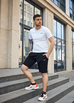 Комплект футболка nike+ шорти чорні + барсетка