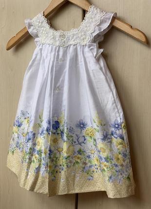 Нежное платье в цветы на маленькую девочку 92 см2 фото
