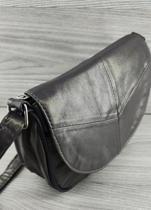 Стильная кожаная сумка кросс-боди с регулируемым плечевым ремнем для женщин в темно серебряном цвете6 фото