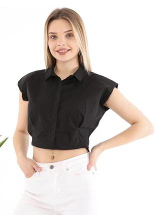 Рубашка женская укороченная кола-топ с плечиками zara1 фото